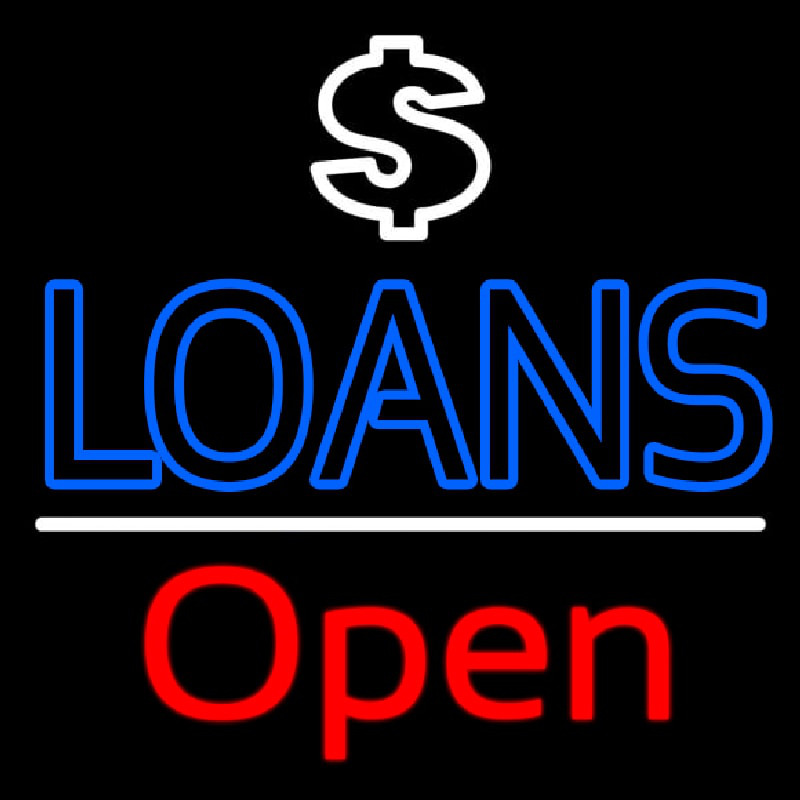 Loans With Dollar Logo Open Enseigne Néon