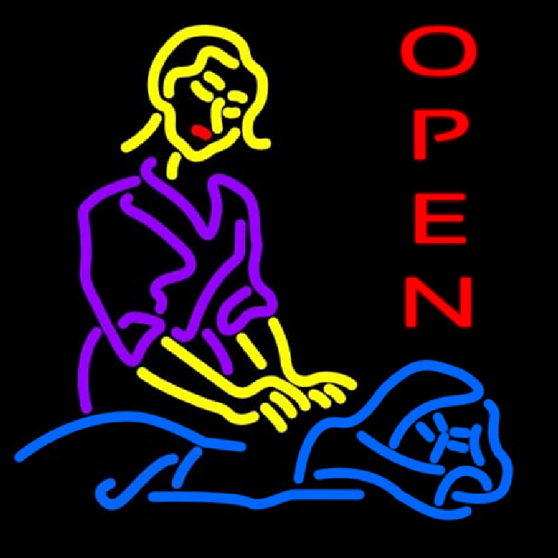 Massage Logo Open Enseigne Néon