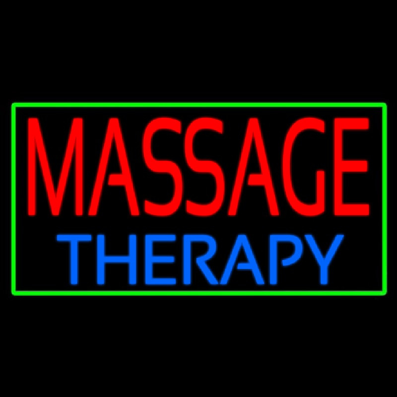 Massage Therapy With Green Border Enseigne Néon