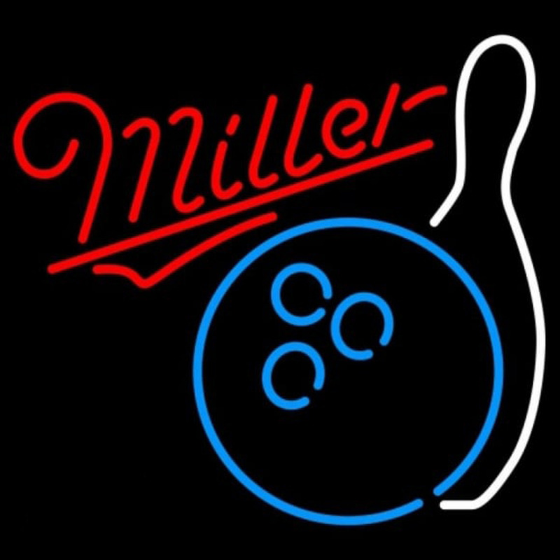 Miller Bowling Blue White Beer Sign Enseigne Néon