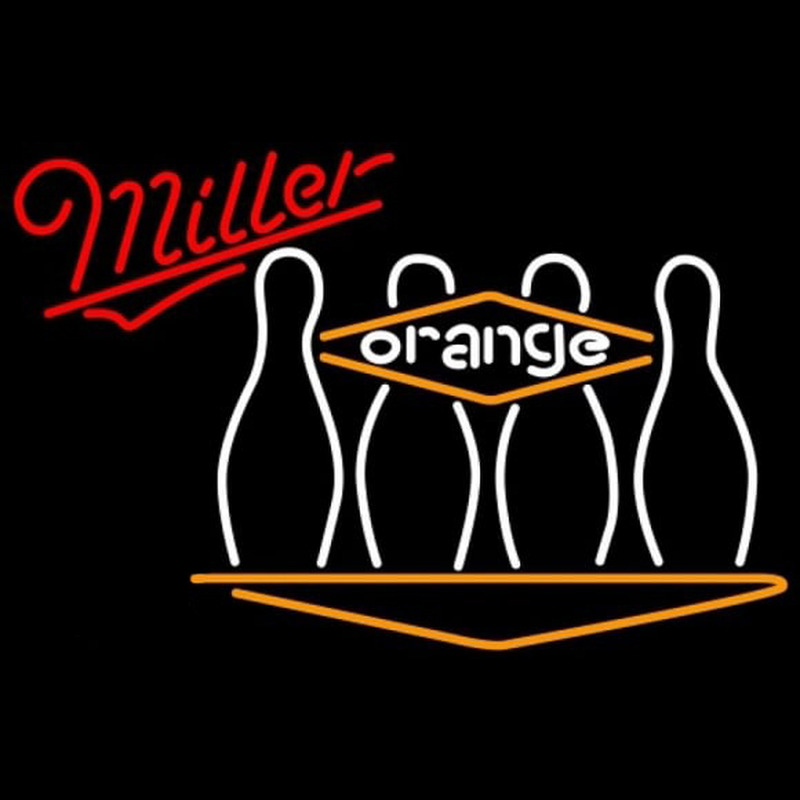 Miller Bowling Orange Beer Sign Enseigne Néon