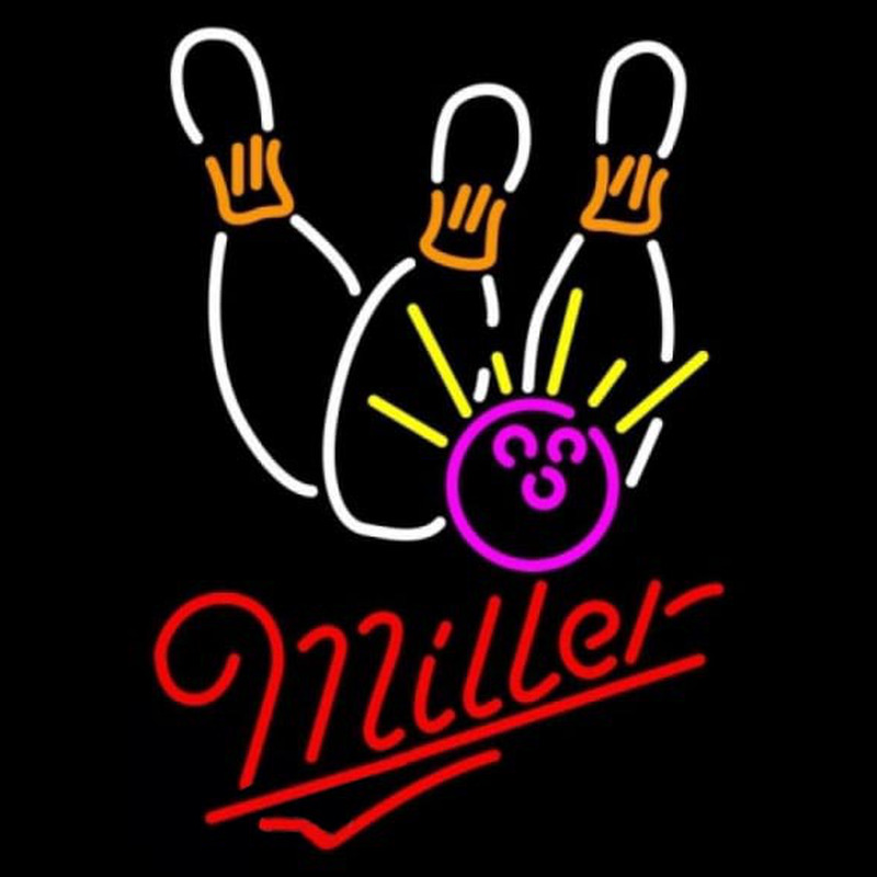 Miller Bowling White Pink Beer Sign Enseigne Néon