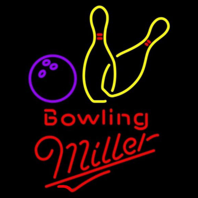 Miller Bowling Yellow Beer Sign Enseigne Néon