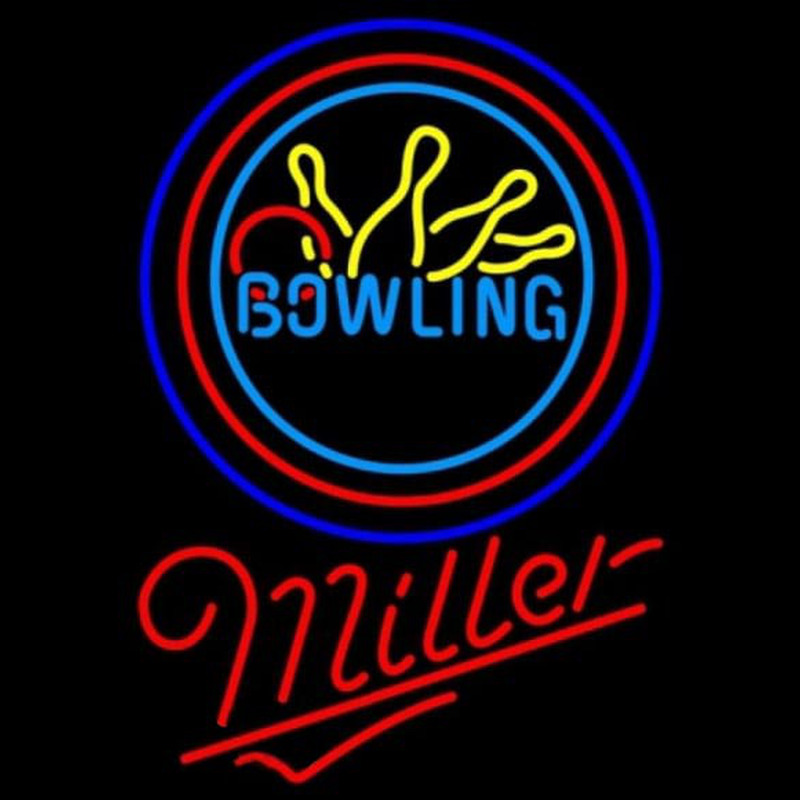 Miller Bowling Yellow Blue Beer Sign Enseigne Néon