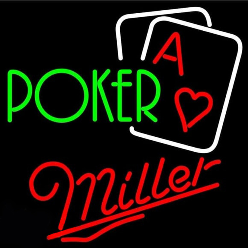 Miller Green Poker Beer Sign Enseigne Néon