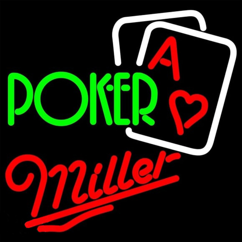 Miller Green Poker Beer Sign Enseigne Néon