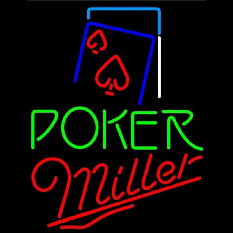 Miller Green Poker Red Heart Beer Sign Enseigne Néon