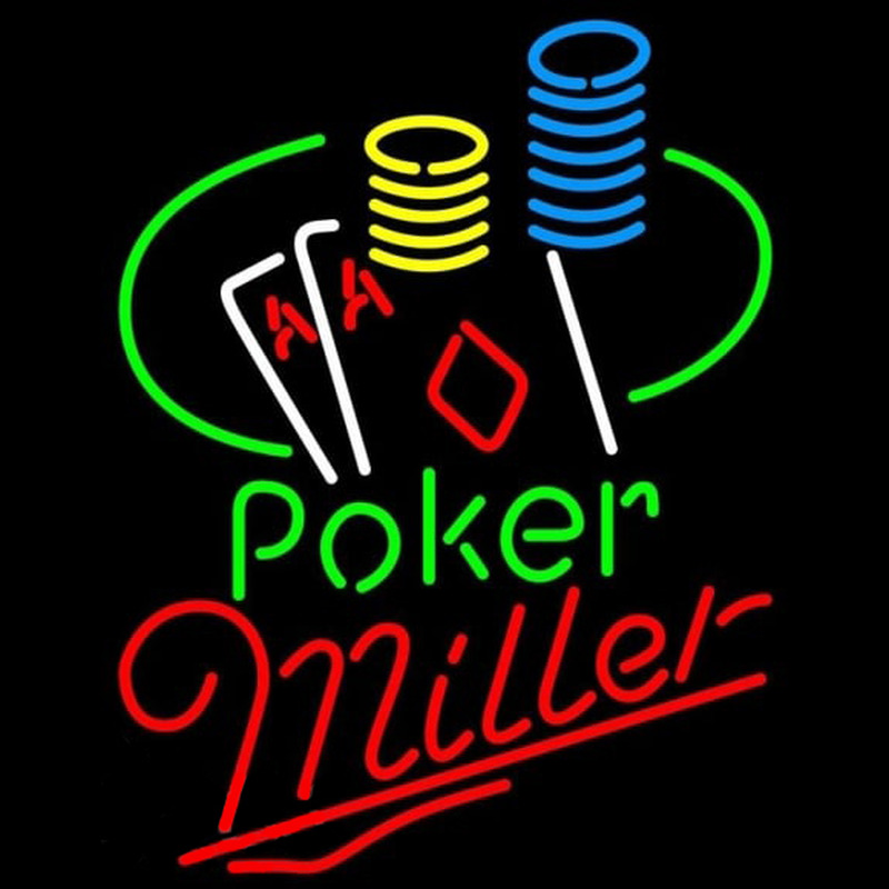 Miller Poker Ace Coin Table Beer Sign Enseigne Néon