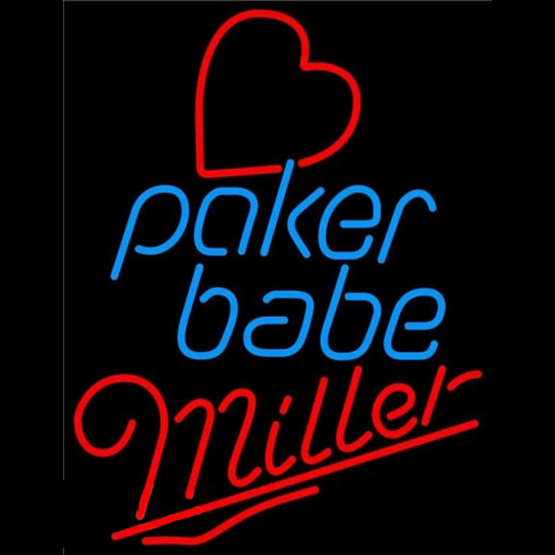 Miller Poker Girl Heart Babe Beer Sign Enseigne Néon