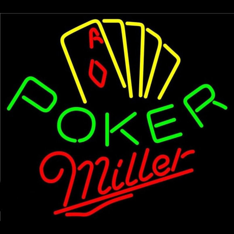 Miller Poker Yellow Beer Sign Enseigne Néon