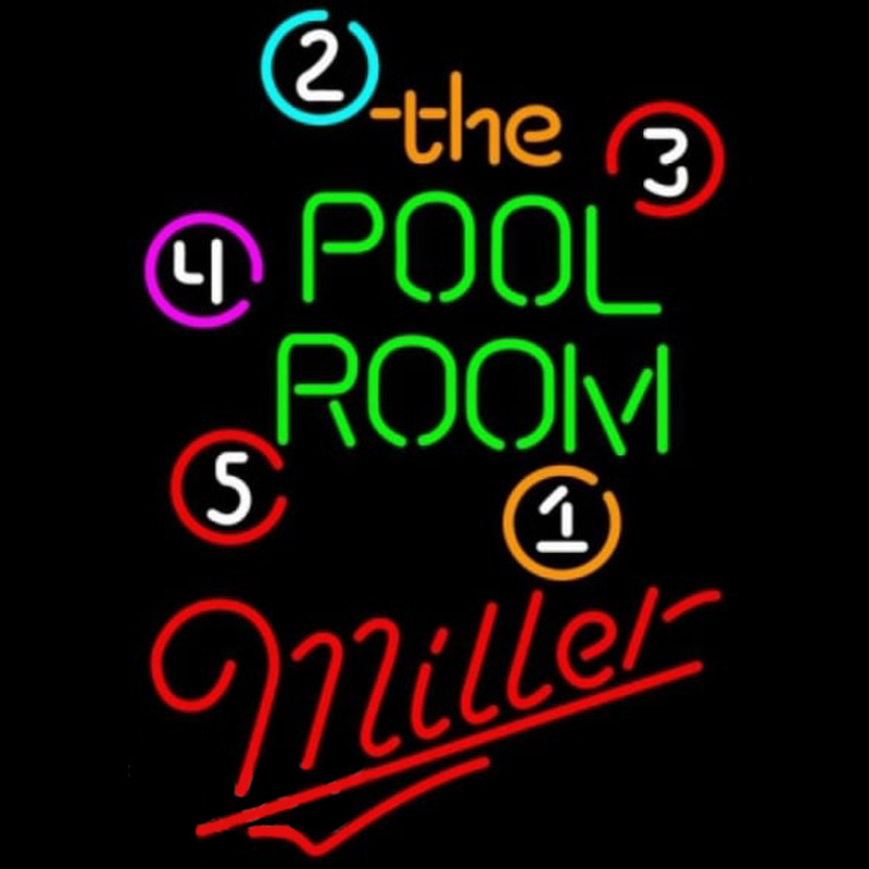 Miller Pool Room Billiards Beer Sign Enseigne Néon