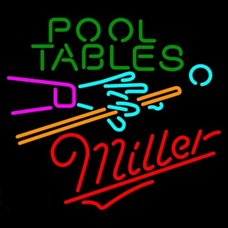 Miller Pool Tables Billiards Beer Sign Enseigne Néon