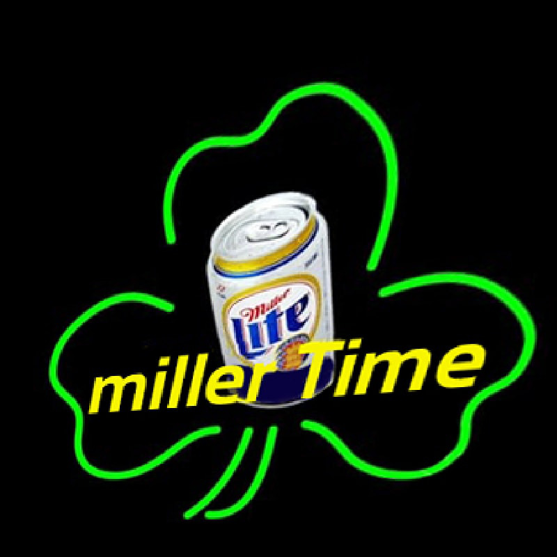 Miller Time Can Shamrock Enseigne Néon