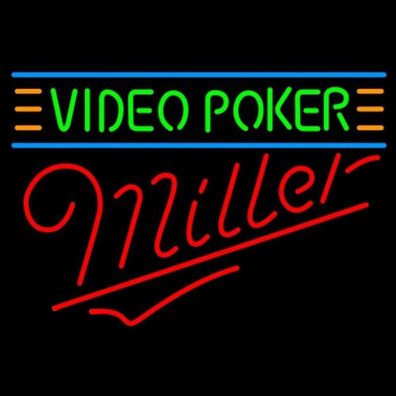 Miller Video Poker Beer Sign Enseigne Néon