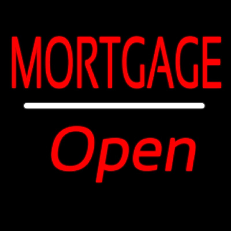 Mortgage Open White Line Enseigne Néon