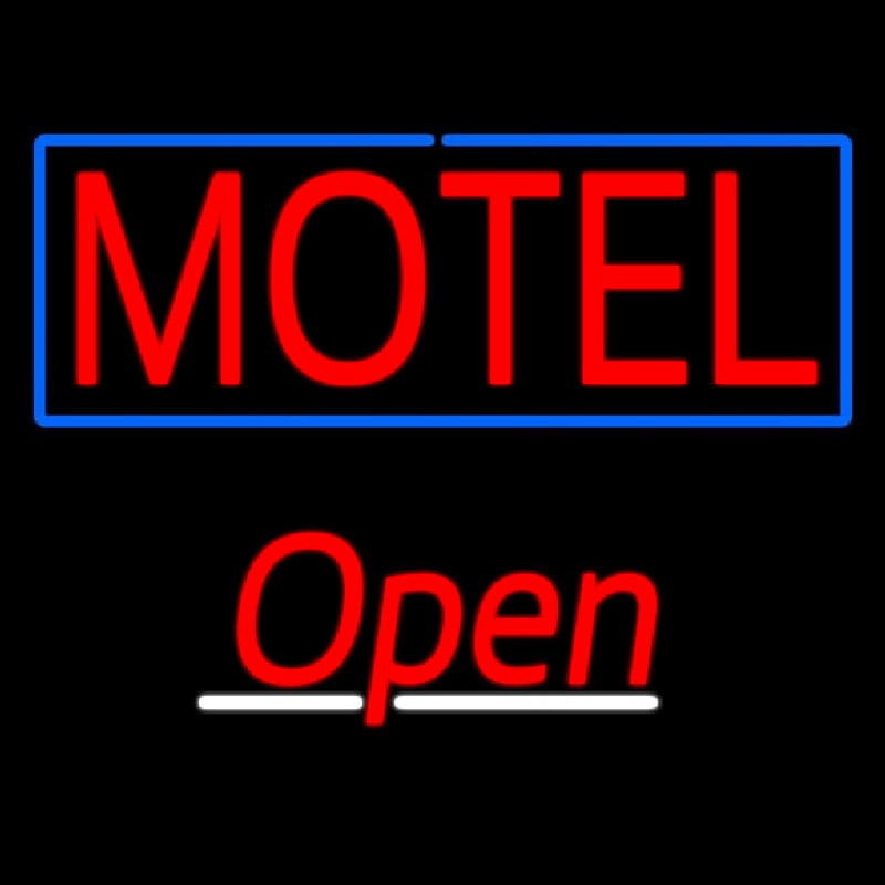 Motel With Blue Border Open Enseigne Néon