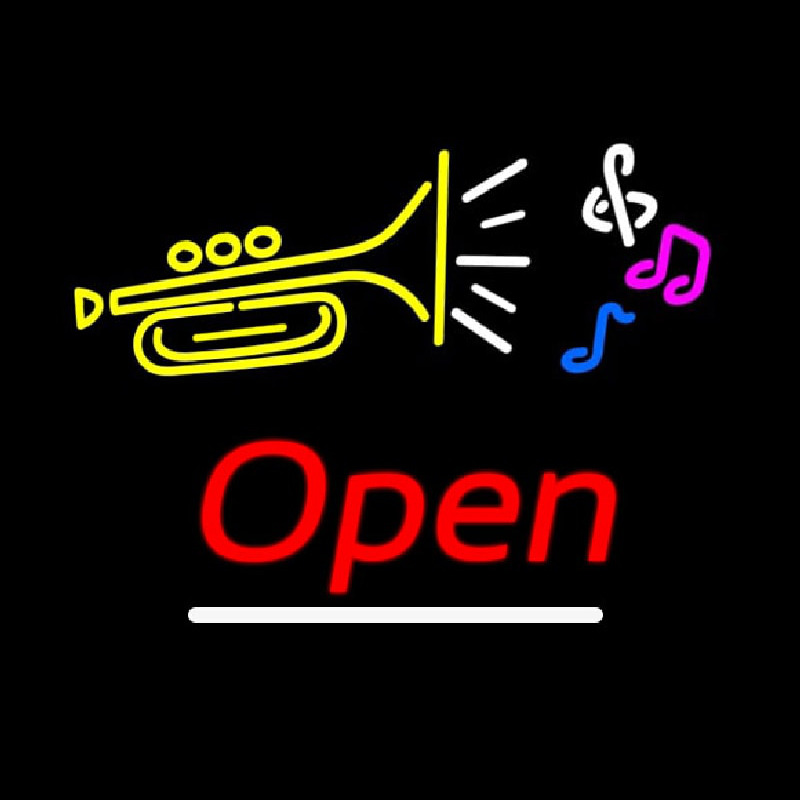 Music Logo Open Enseigne Néon