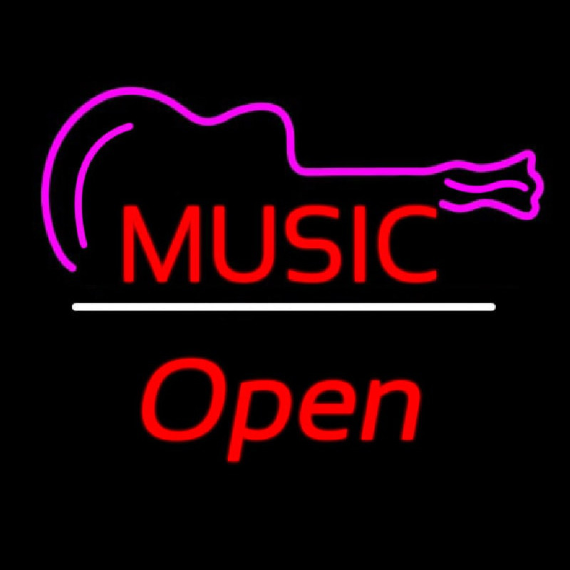 Music Logo Open White Line Enseigne Néon