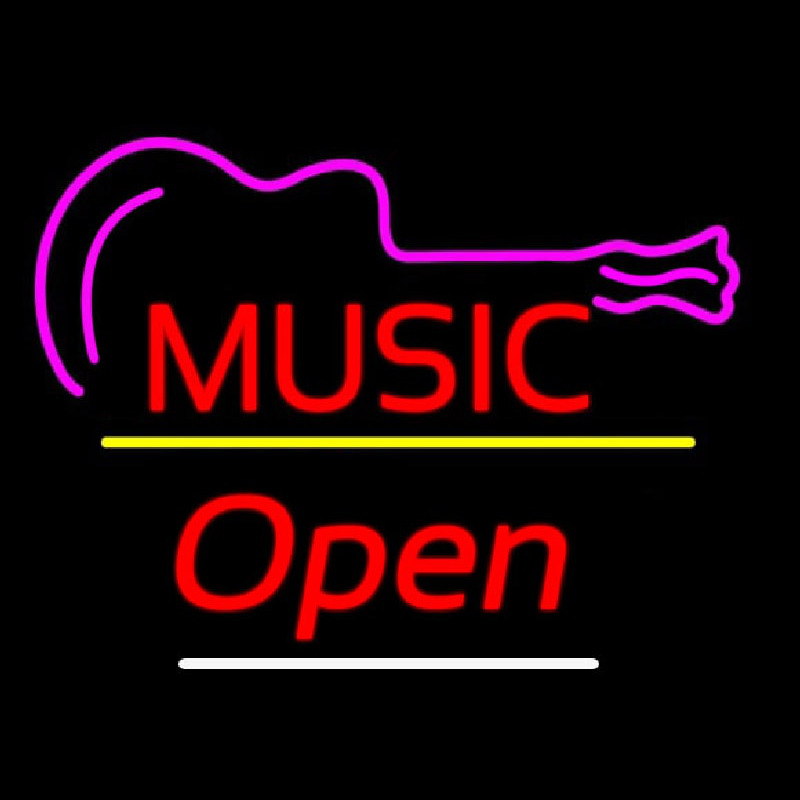 Music Logo Open Yellow Line Enseigne Néon