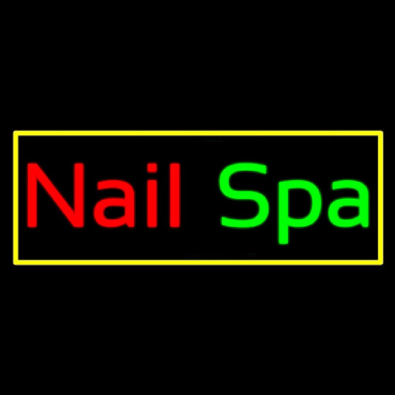 Nail Spa With Yellow Border Enseigne Néon