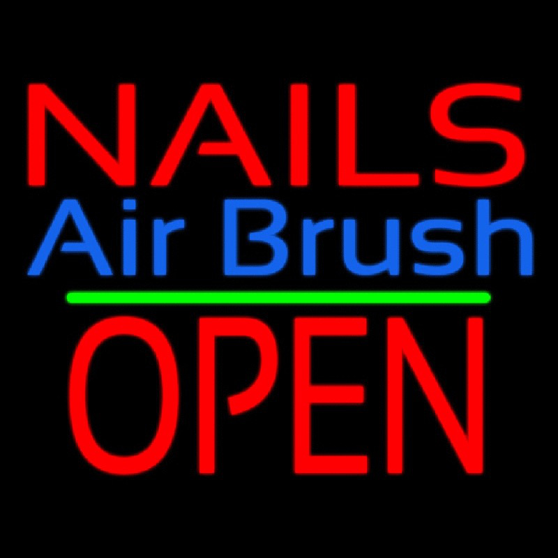 Nails Airbrush Block Open Green Line Enseigne Néon