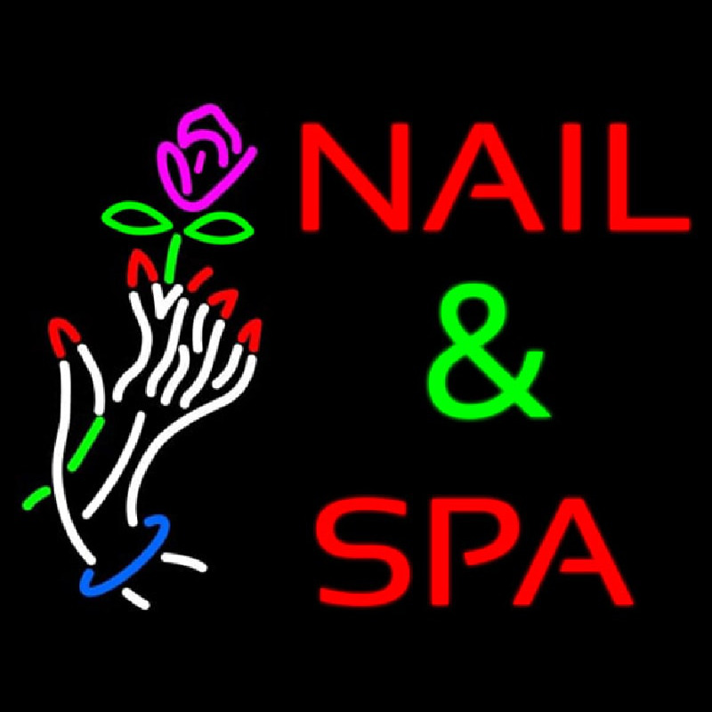 Nails And Spa With Nails And Flower Enseigne Néon