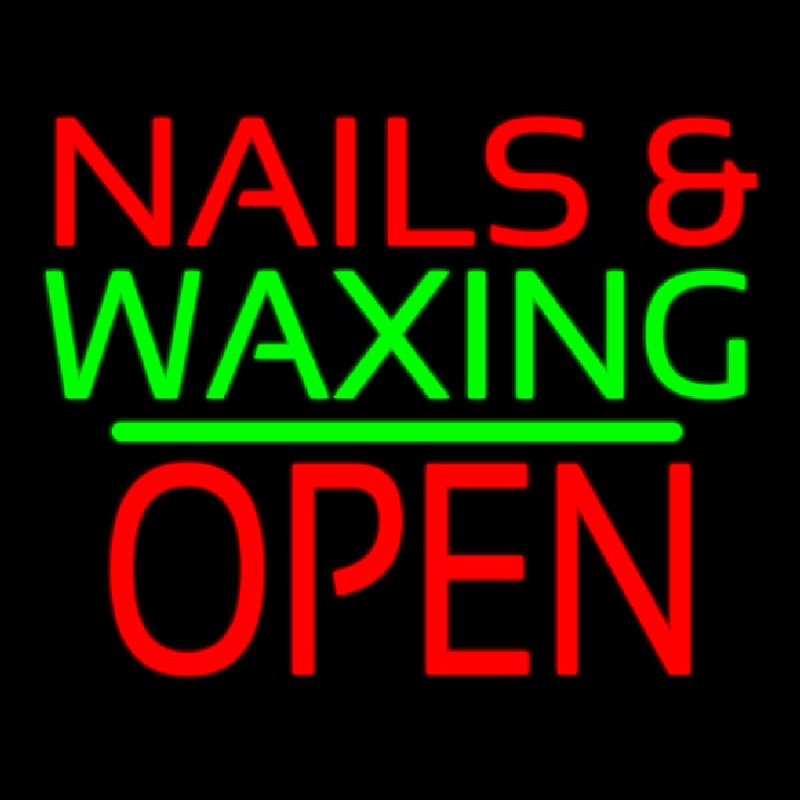 Nails And Wa ing Block Open Green Line Enseigne Néon