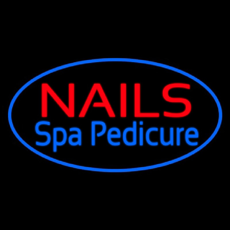 Nails Spa Pedicure Oval Blue Enseigne Néon