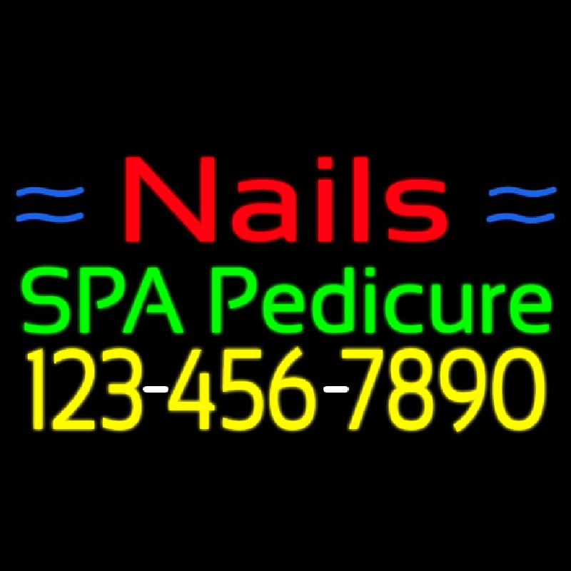 Nails Spa Pedicure With Phone Number Enseigne Néon