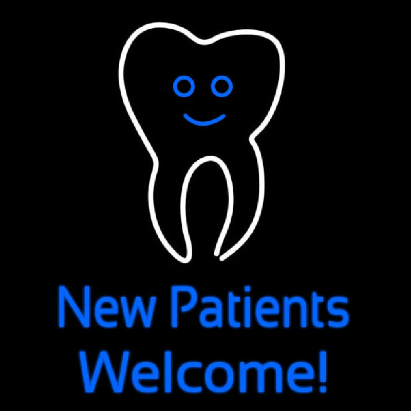 New Patients With Tooth Logo Enseigne Néon