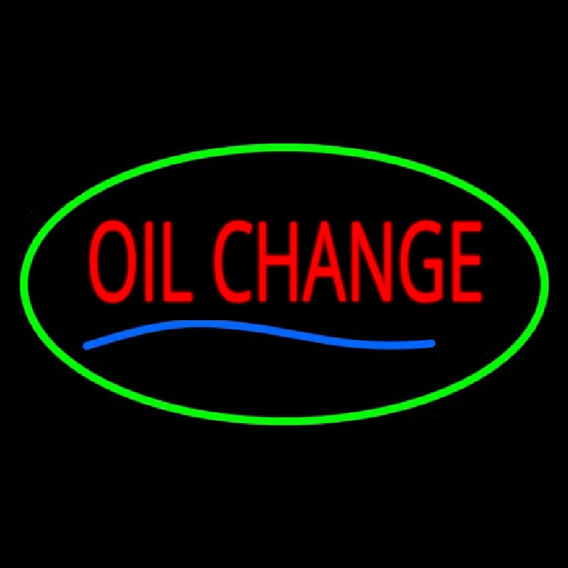 Oil Change Green Oval Enseigne Néon