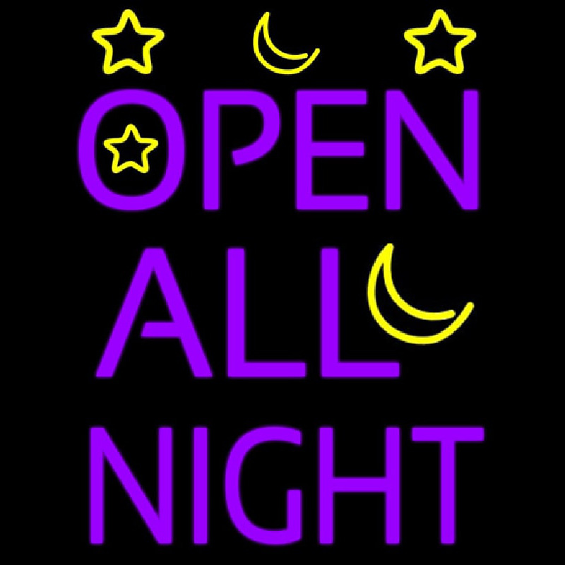 Open All Night Enseigne Néon