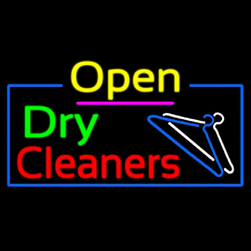 Open Dry Cleaners Logo Enseigne Néon