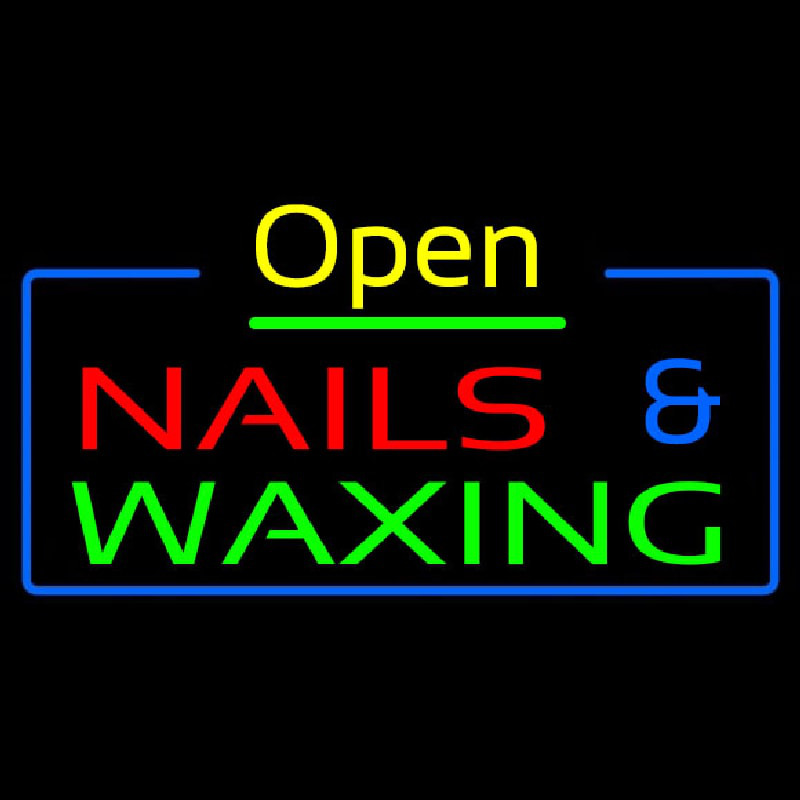 Open Nails And Wa ing Blue Border Enseigne Néon