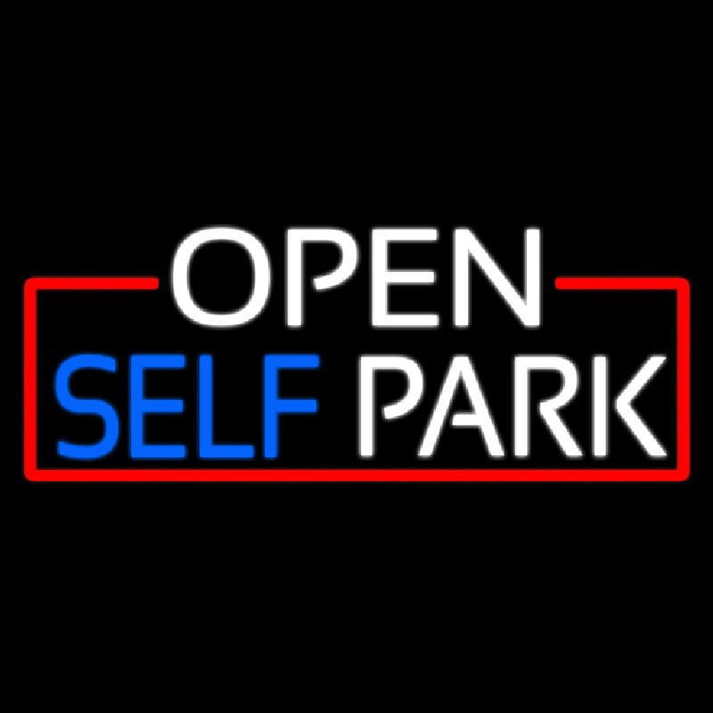 Open Self Park With Red Border Enseigne Néon