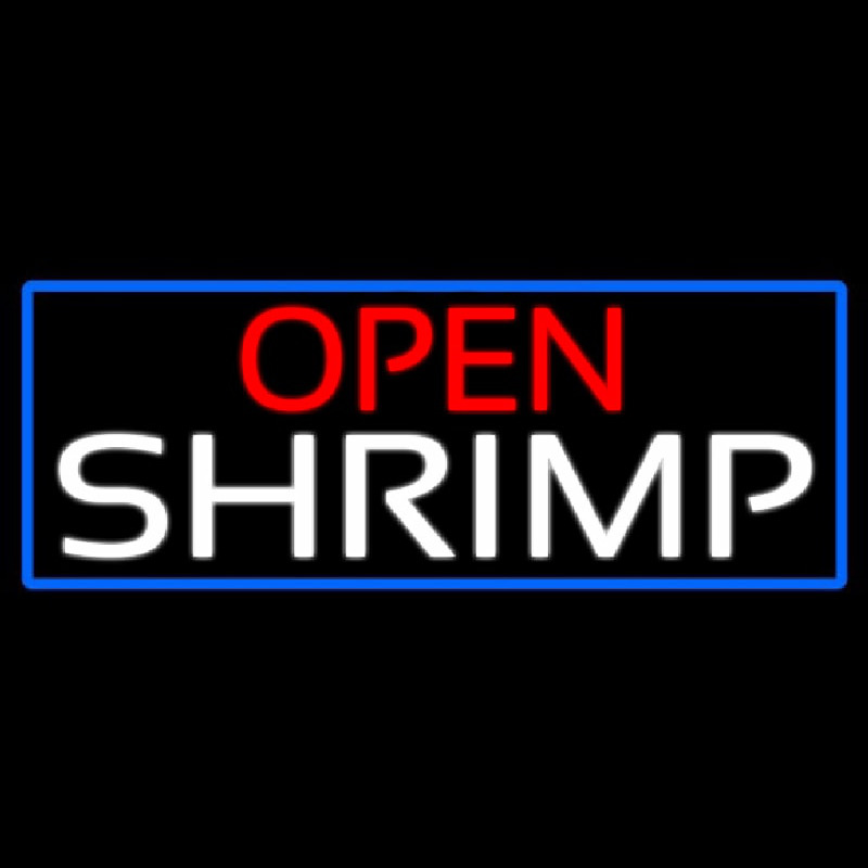 Open Shrimp With Blue Border Enseigne Néon