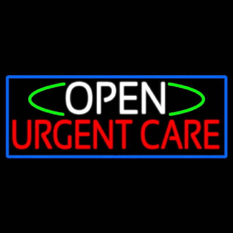 Open Urgent Care With Blue Border Enseigne Néon