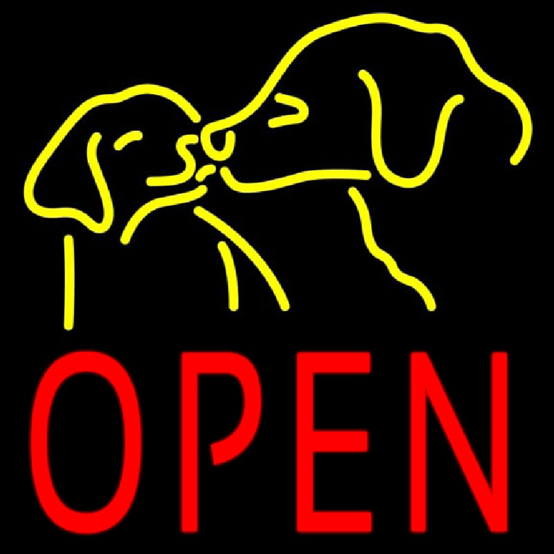 Open With Dogs Enseigne Néon