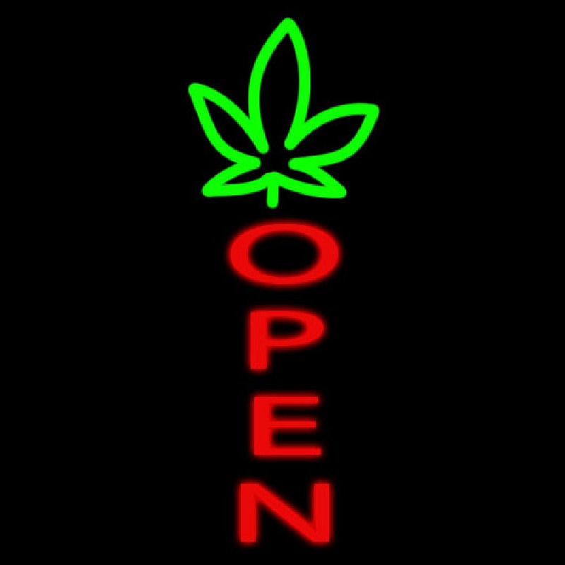 Open With Leaf Logo Enseigne Néon