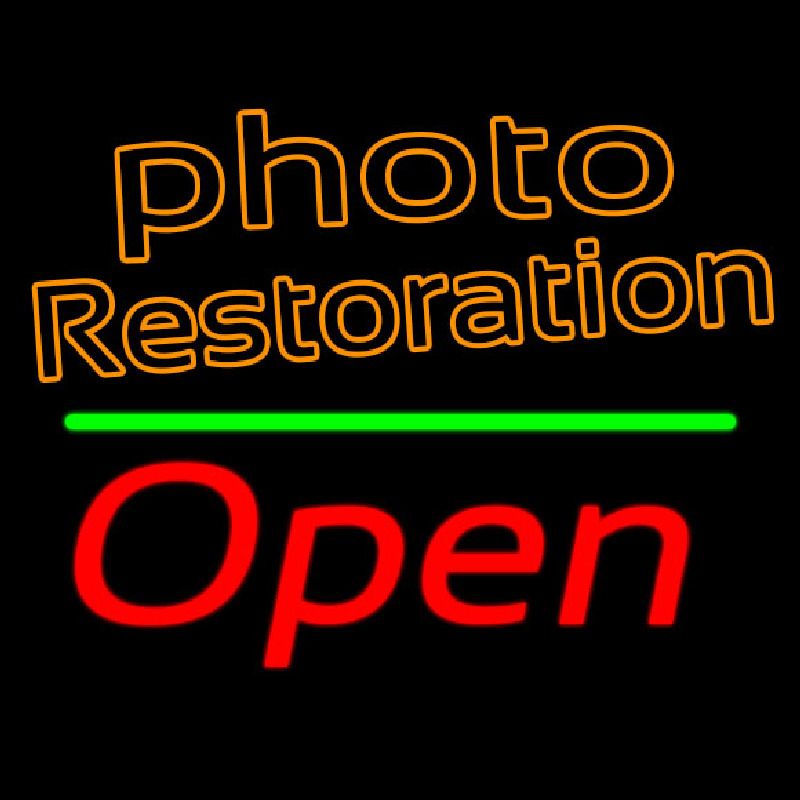 Orange Photo Restoration With Open 2 Enseigne Néon