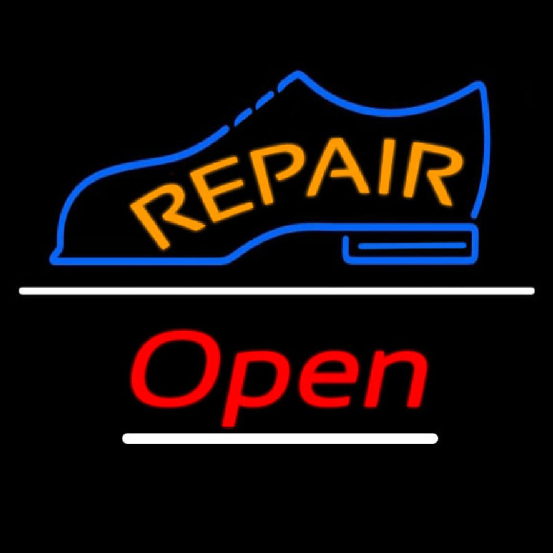 Orange Repair Shoe Logo Open Enseigne Néon