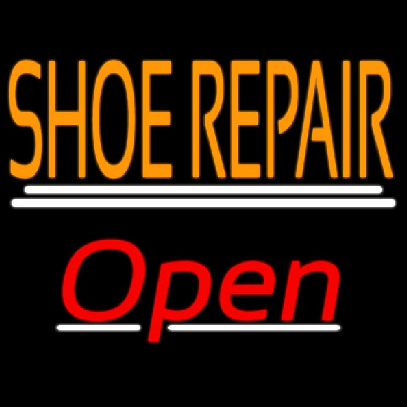 Orange Shoe Repair Open With Line Enseigne Néon