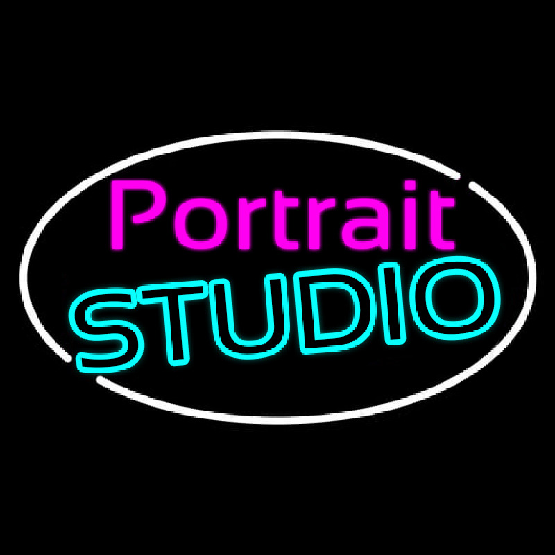 Oval Portrait Studio Enseigne Néon