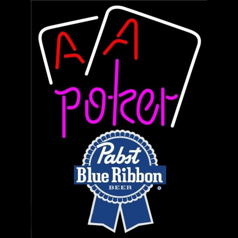 Pabst Blue Ribbon Purple Lettering Red Aces White Cards Beer Sign Enseigne Néon