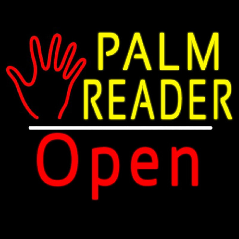 Palm Reader Logo Open White Line Enseigne Néon