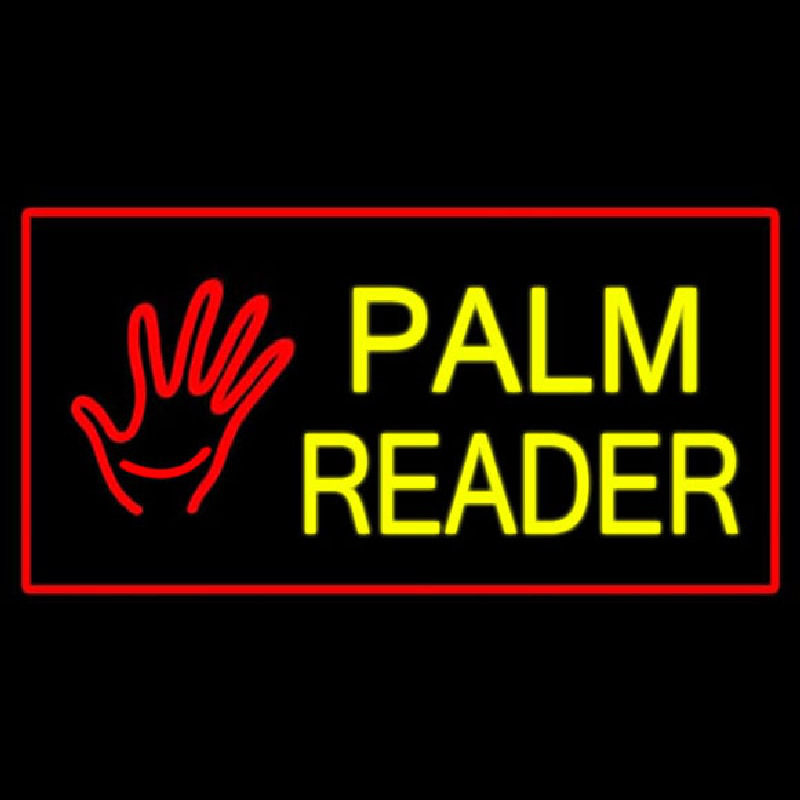 Palm Reader Logo Red Rectangle Enseigne Néon