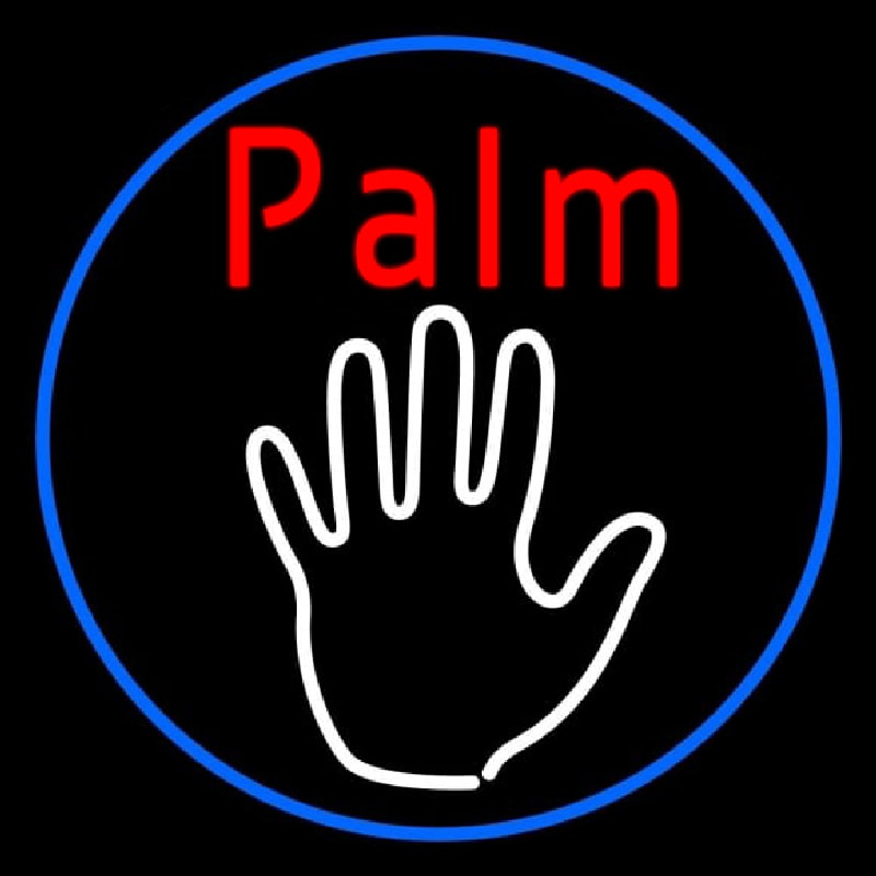 Palm Reader Logo With Blue Border Enseigne Néon