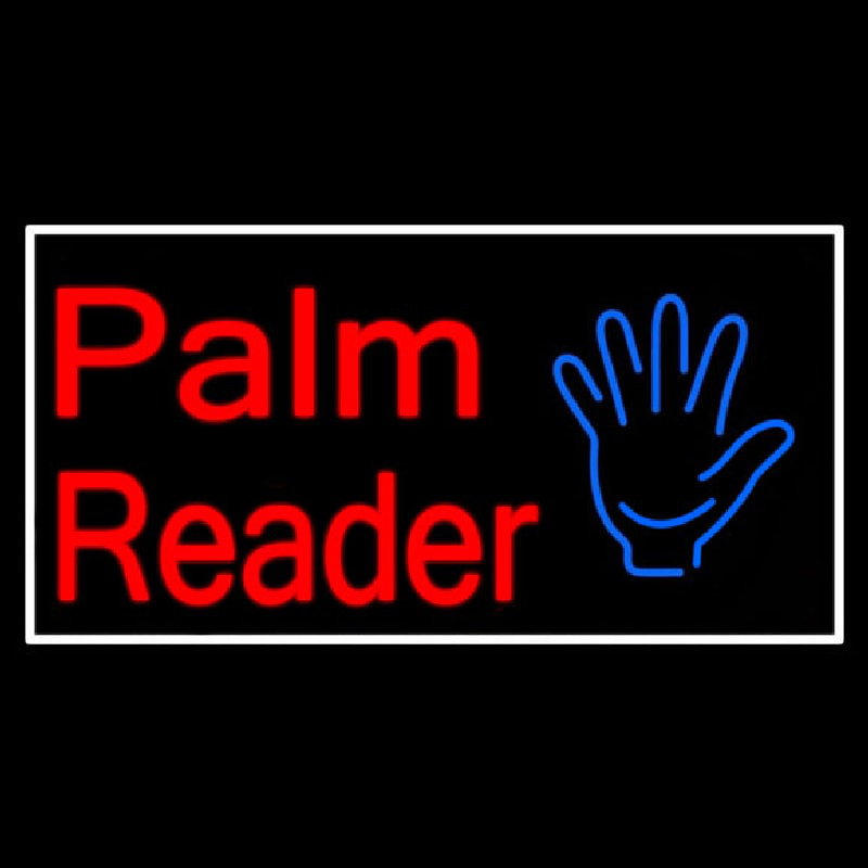 Palm Reader White Border Enseigne Néon