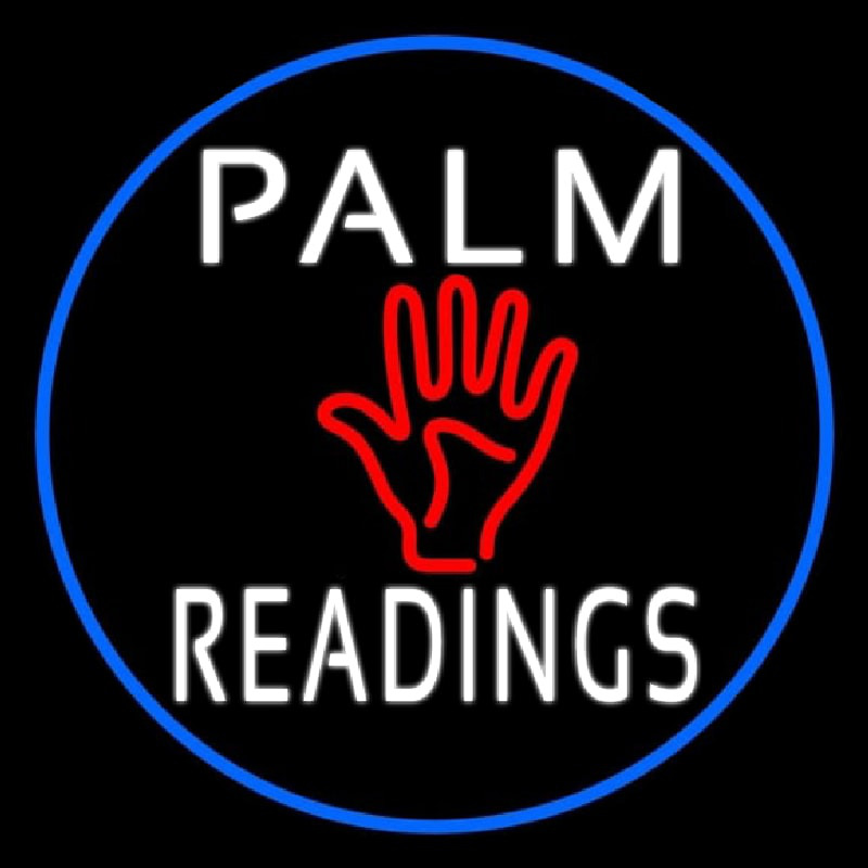 Palm Readings With Palm Blue Border Enseigne Néon