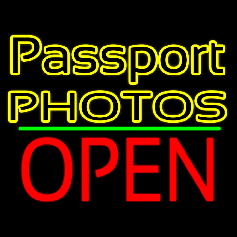 Passport Photos Block With Open 1 Enseigne Néon